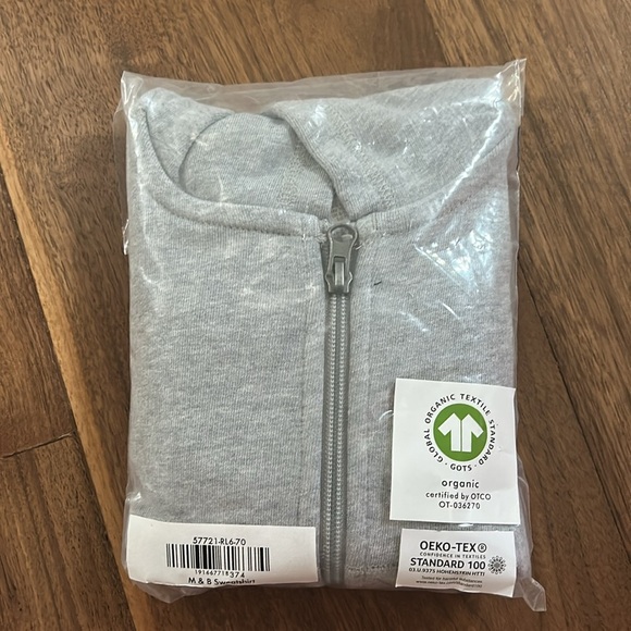 NWT Hanna Andersson Gray Organic Cotton Hooded Zipper Jacket - Picture 2 of 3